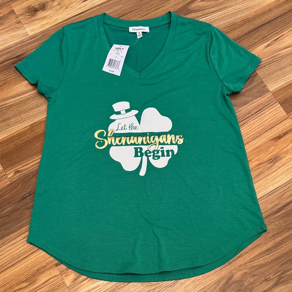 Fifth Sun Green Tee with Shamrock Graphic